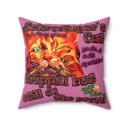 schrodinger's cat - Faux Suede Square Pillow - (light pink)