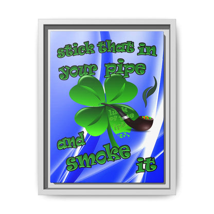 stick that in your pipe and smoke it - framed canvas art (blue-white wave)