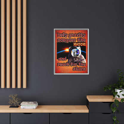 defy conquer reach - framed canvas art (burnt orange)