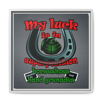 my luck - framed canvas art (grey-light grey)