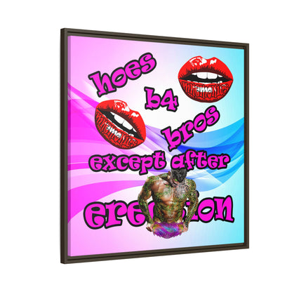 hoes b4 bros - framed canvas art (light blue-pink wave)