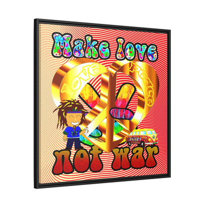 love peace - framed canvas art (yellow-orange wave)