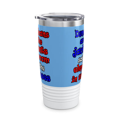 donkeys and elephants - Ringneck Tumbler, 20oz (light blue)