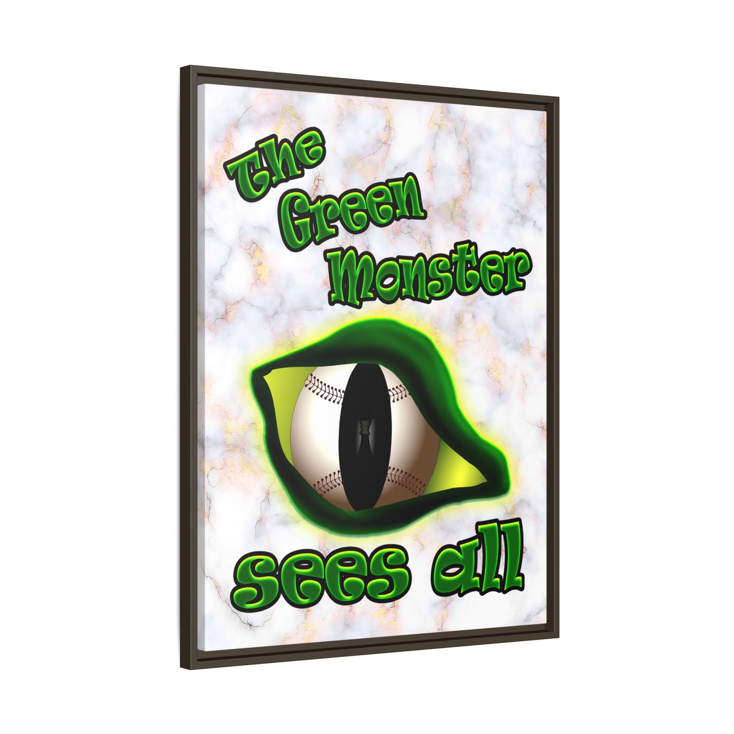 green monster - framed canvas art (white marble)