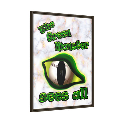 green monster - framed canvas art (white marble)