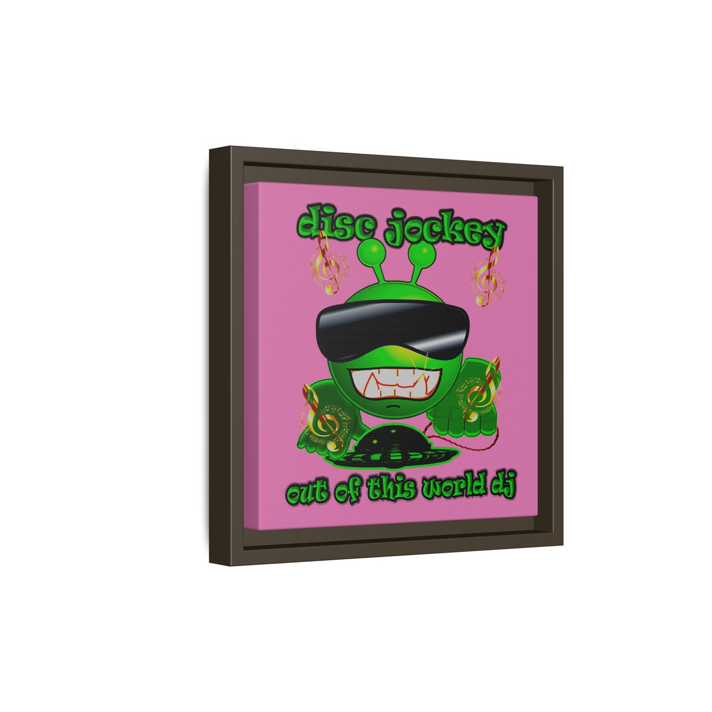 disc jockey - framed canvas art (light pink)