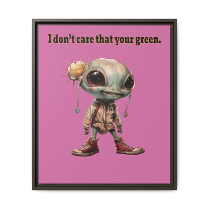 I don't care that your green - framed canvas art (light pink)
