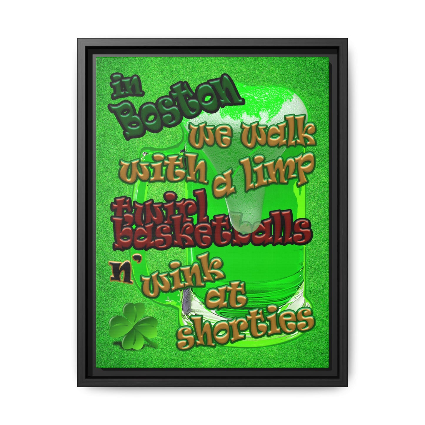 celtics logo - framed canvas art (green turf)