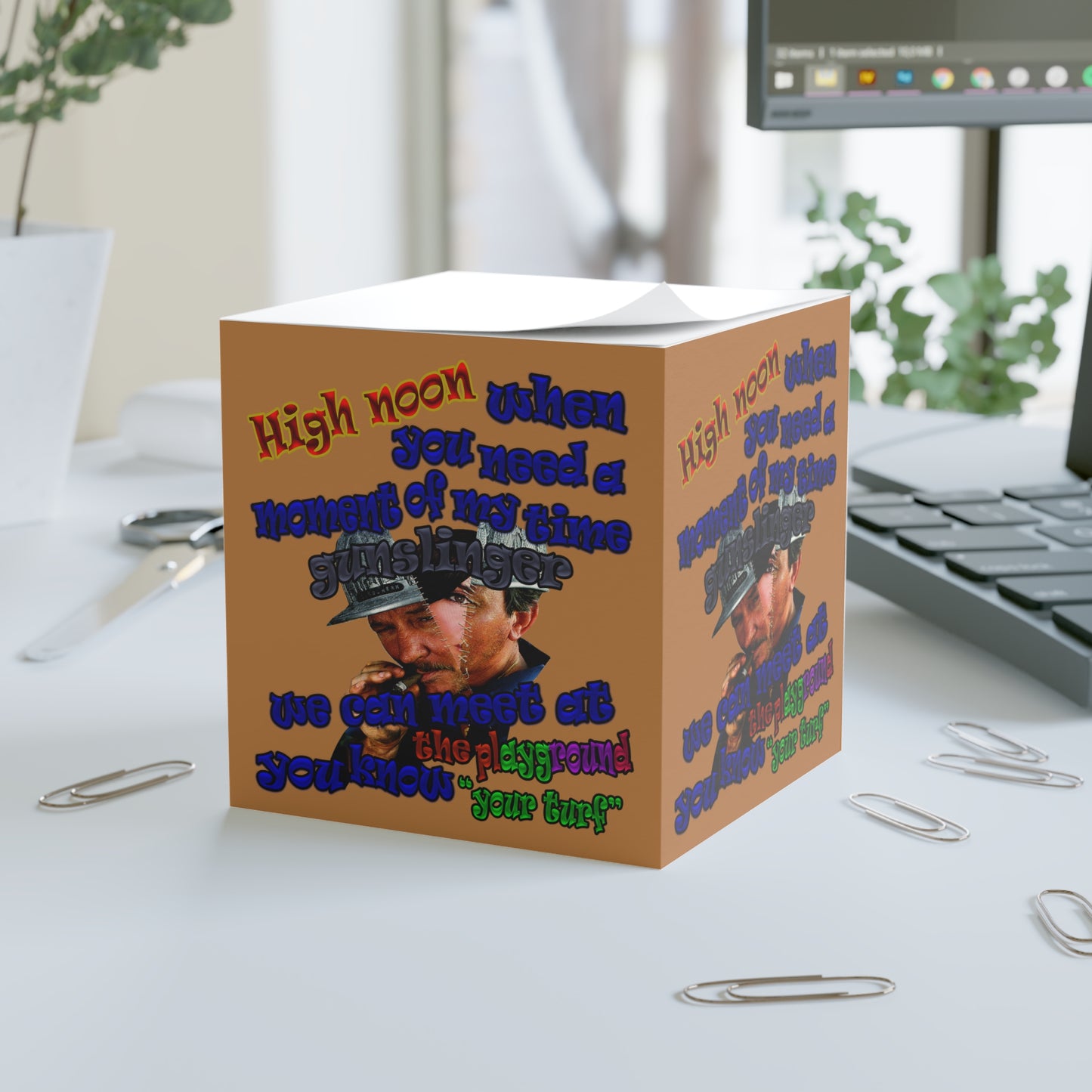 high noon - note cube (light brown)