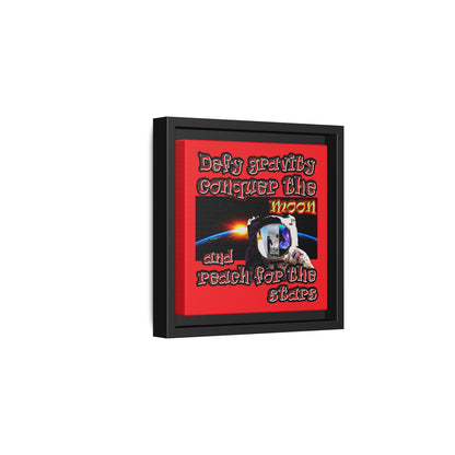defy conquer reach - framed canvas art (red)