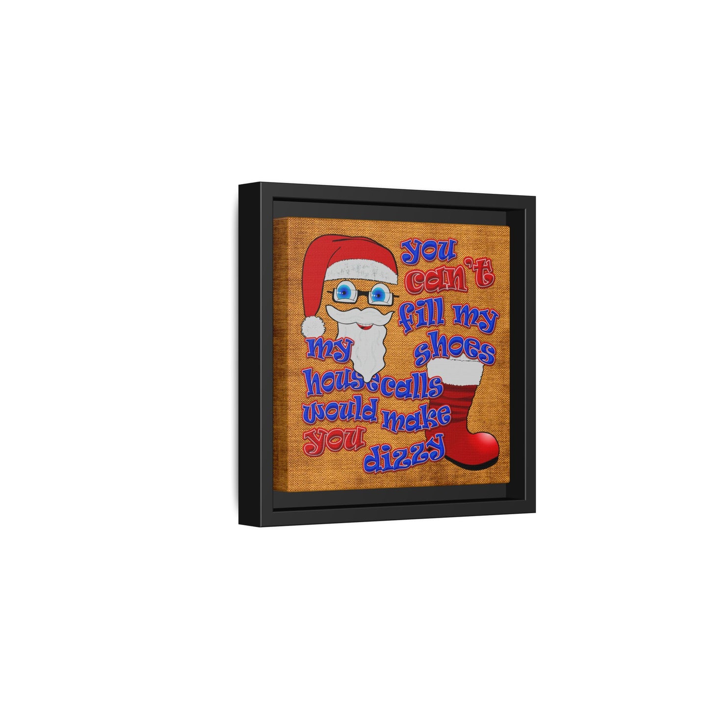 santa's shoes - framed canvas art (brown papyrus)