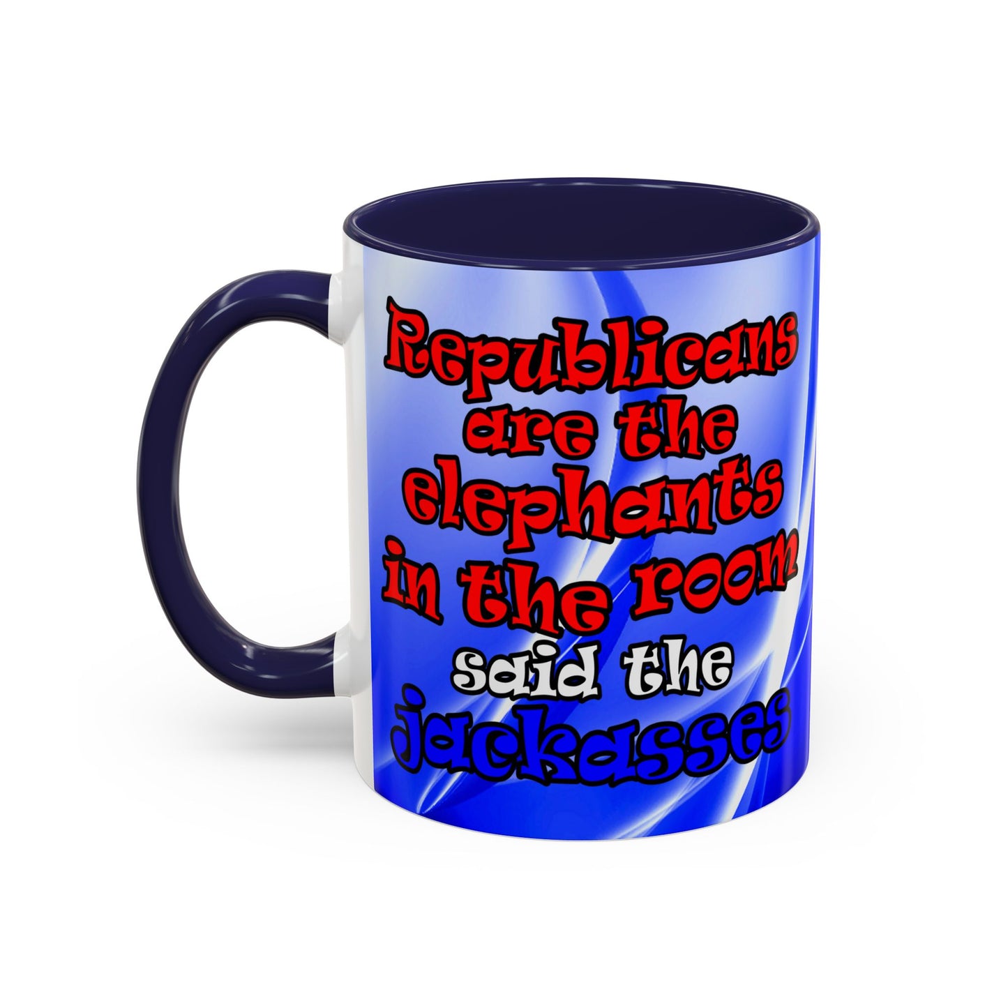 donkeys and elephants - Accent Mug (blue-white wave)