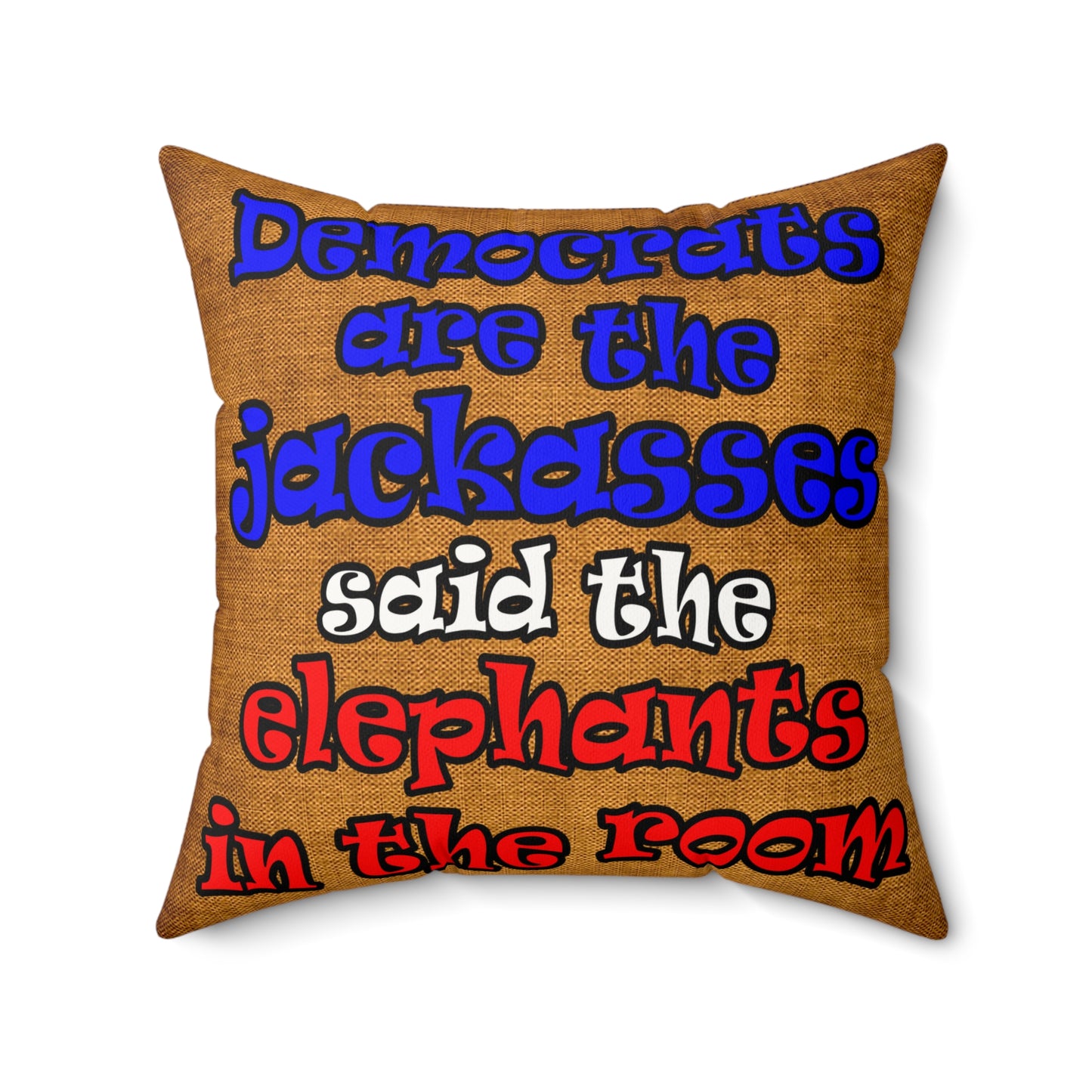 donkeys and elephants - Faux Suede Square Pillow - (dichromatic brown papyrus)