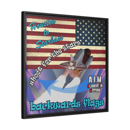 shoot for the stars - framed canvas art (grey-pink wave)
