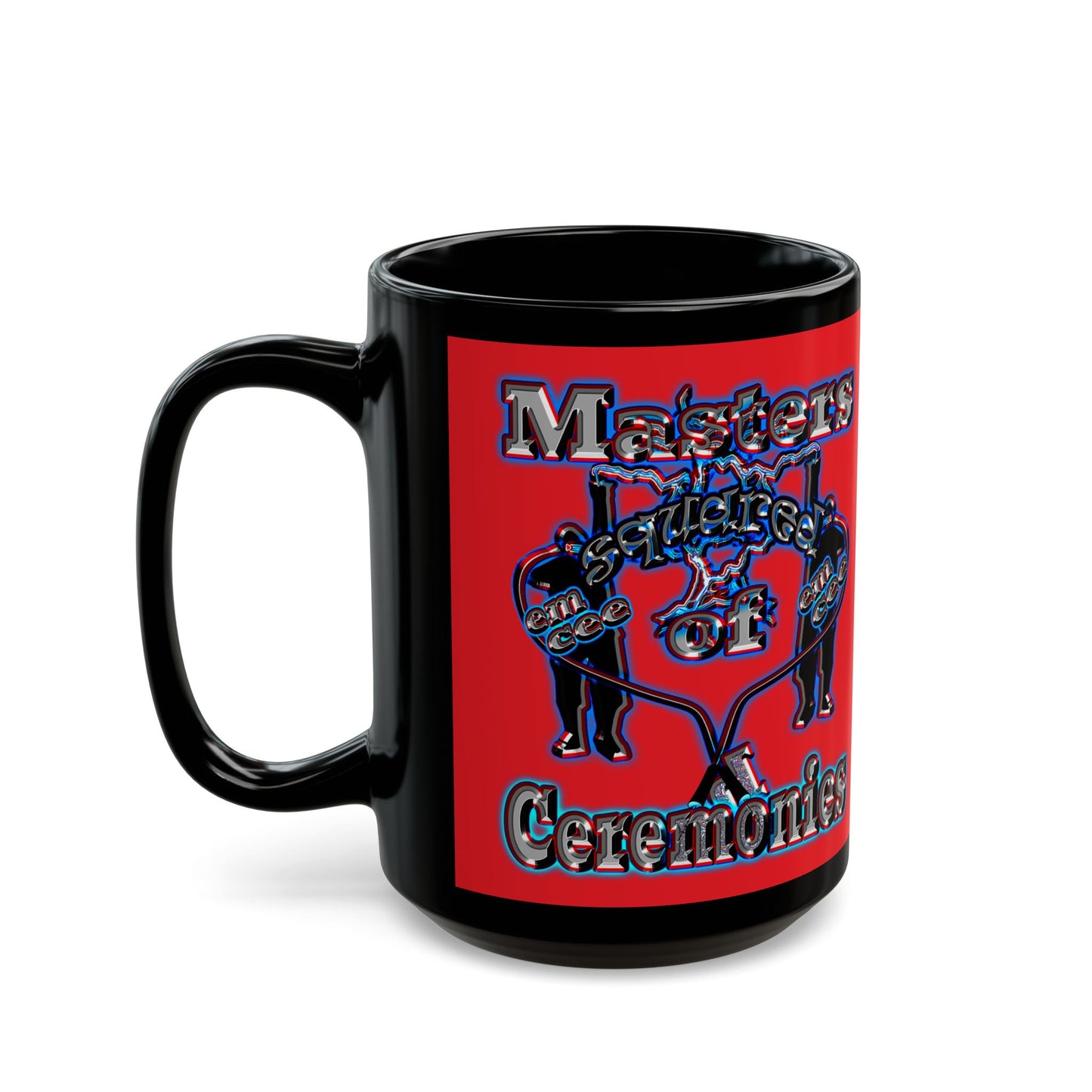 em cee squared - Black Mug (red)