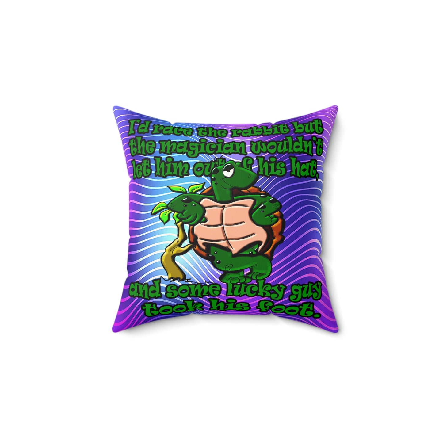 turtle race - Faux Suede Square Pillow - (purple wave)