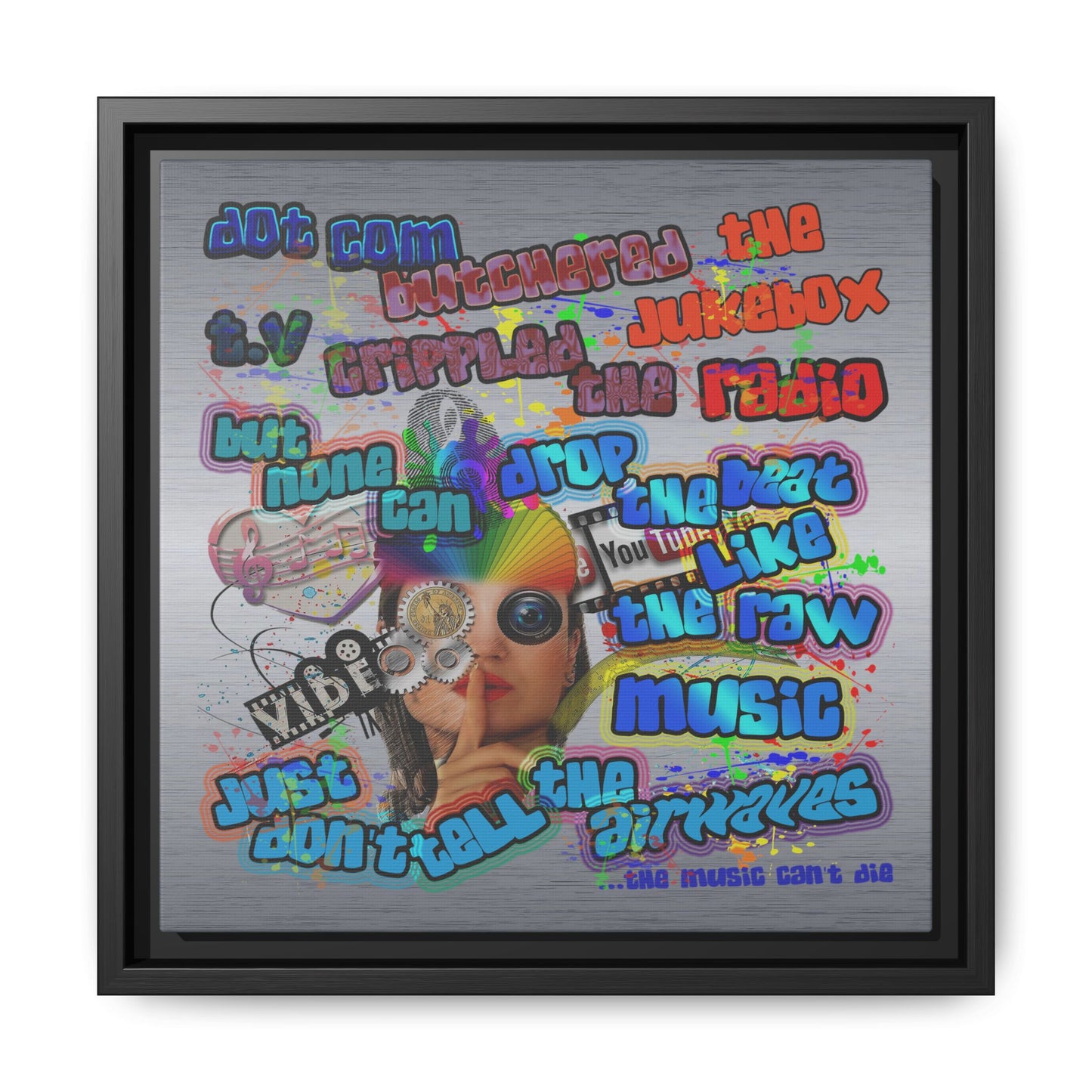 drop the beat - framed canvas art (brushed nickel)