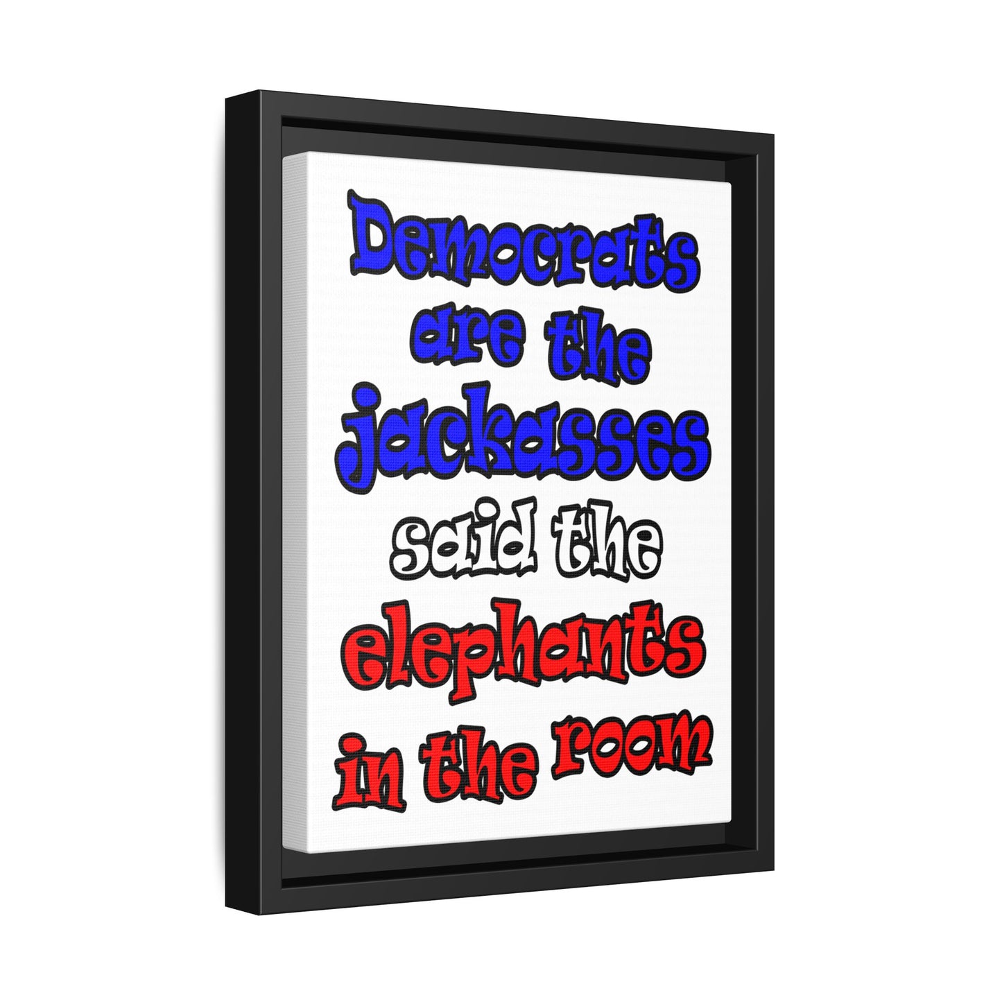 donkeys and elephants - framed canvas art (white)