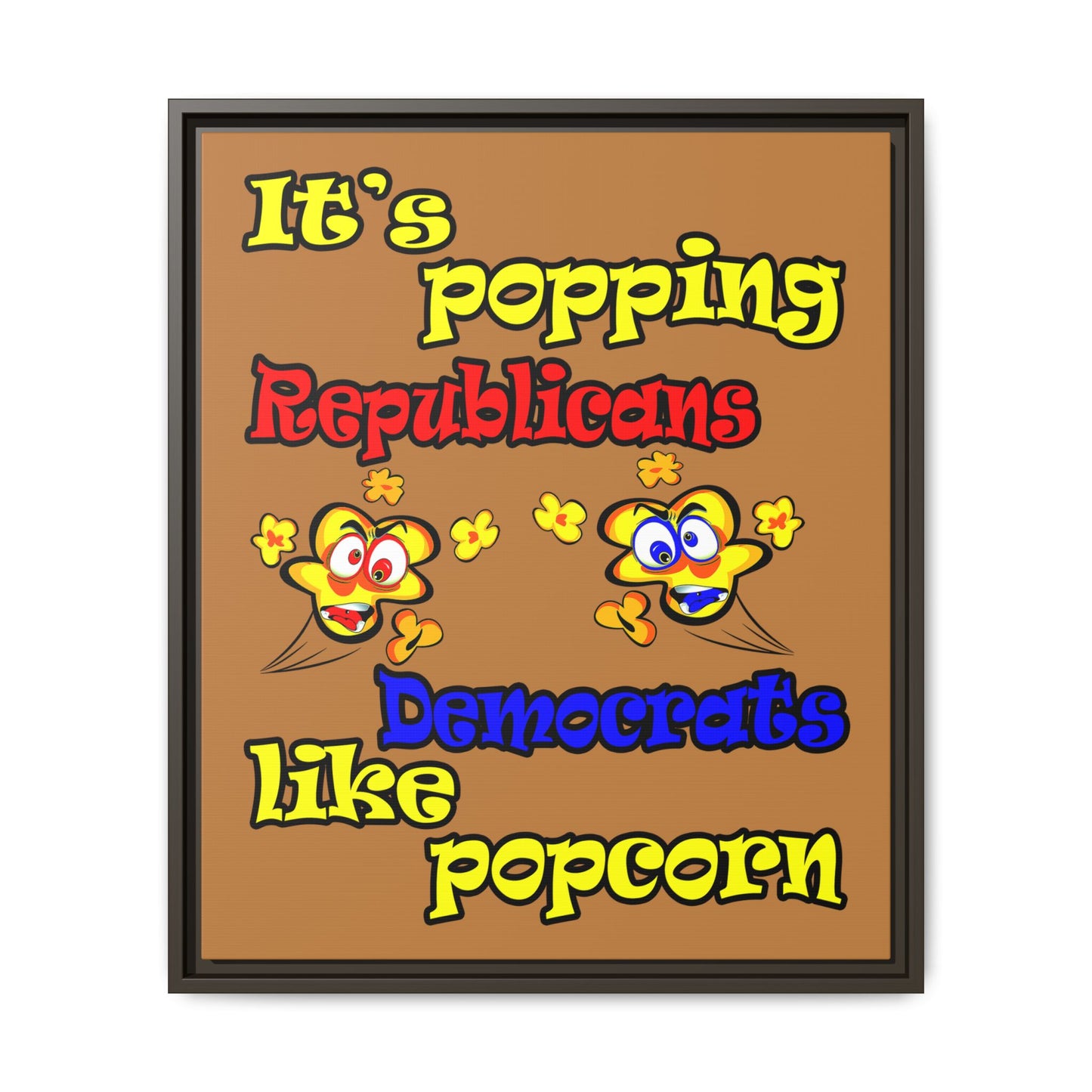 popping like popcorn - framed canvas art (light brown)