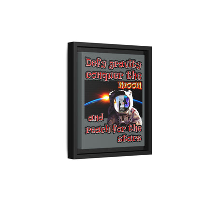 defy conquer reach - framed canvas art (dark grey)