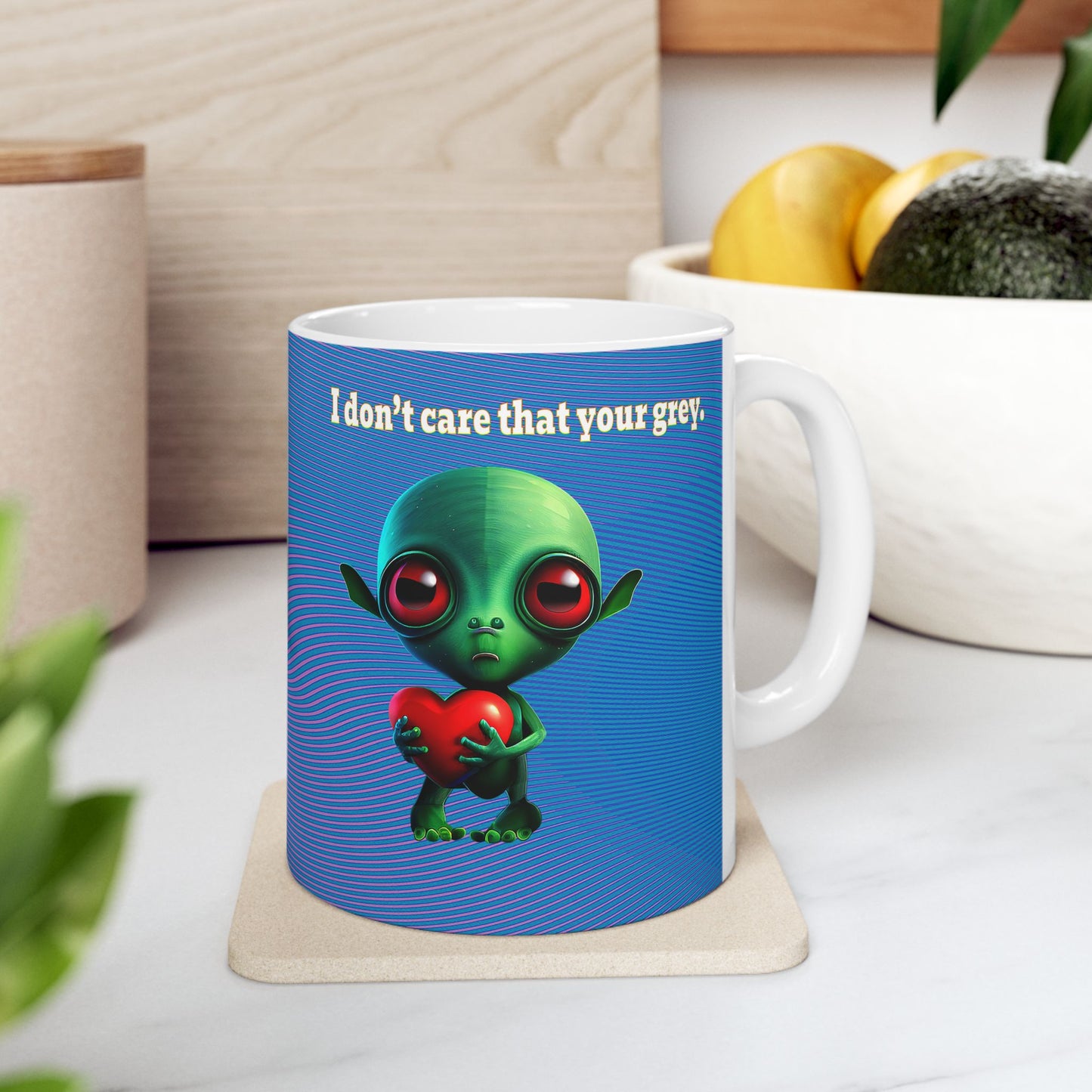 I don't care that your grey - White Mug (light blue-purple wave)