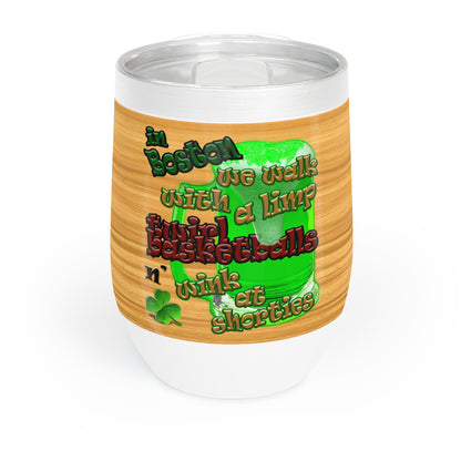 celtics logo - Chill Wine Tumbler (butterscotch wood finish)