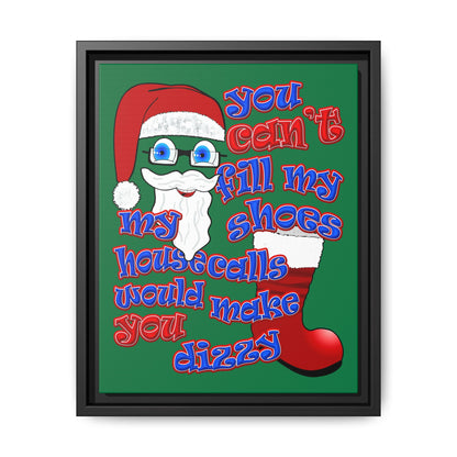 santa's shoes - framed canvas art (dark green)