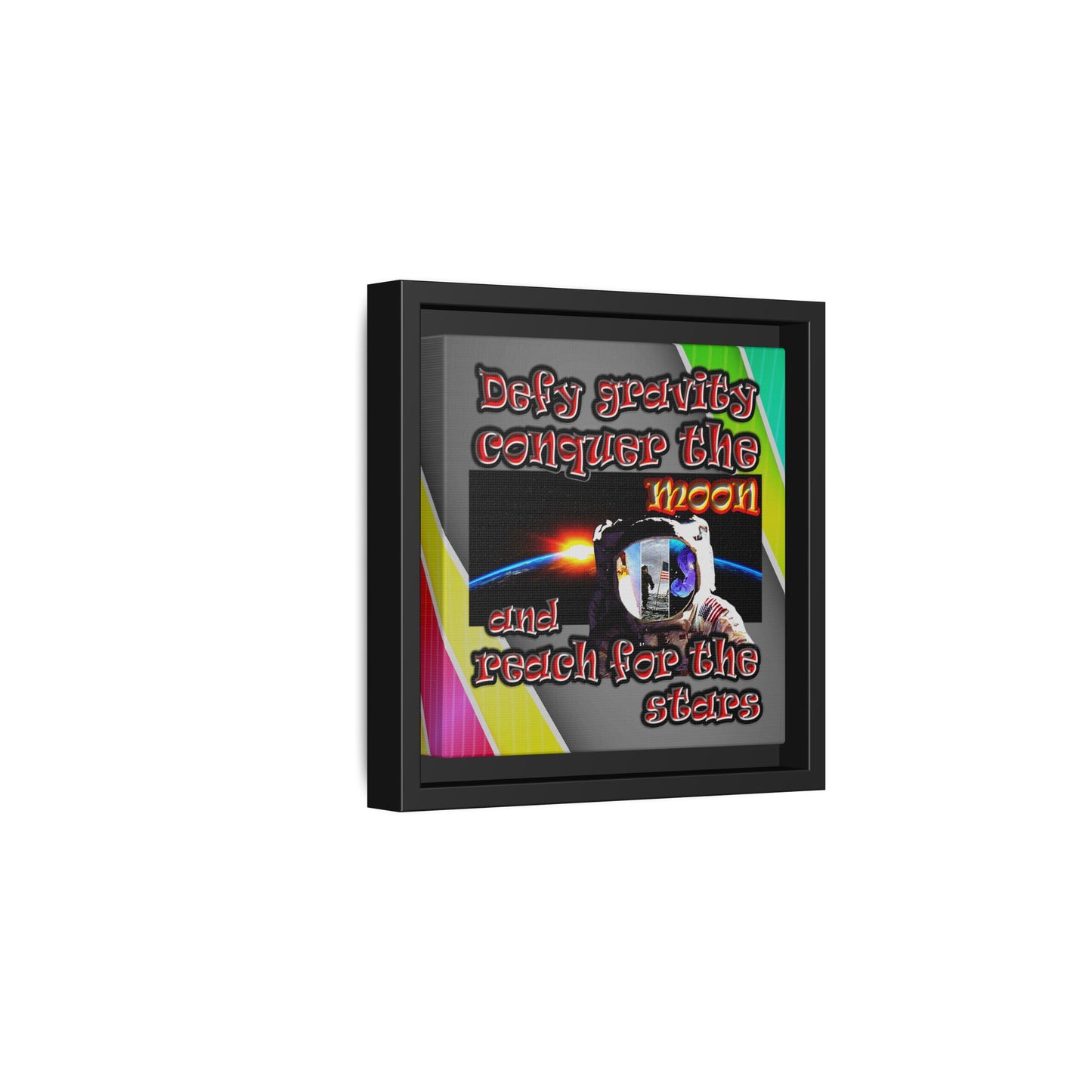 defy conquer reach - framed canvas art (rainbow split)