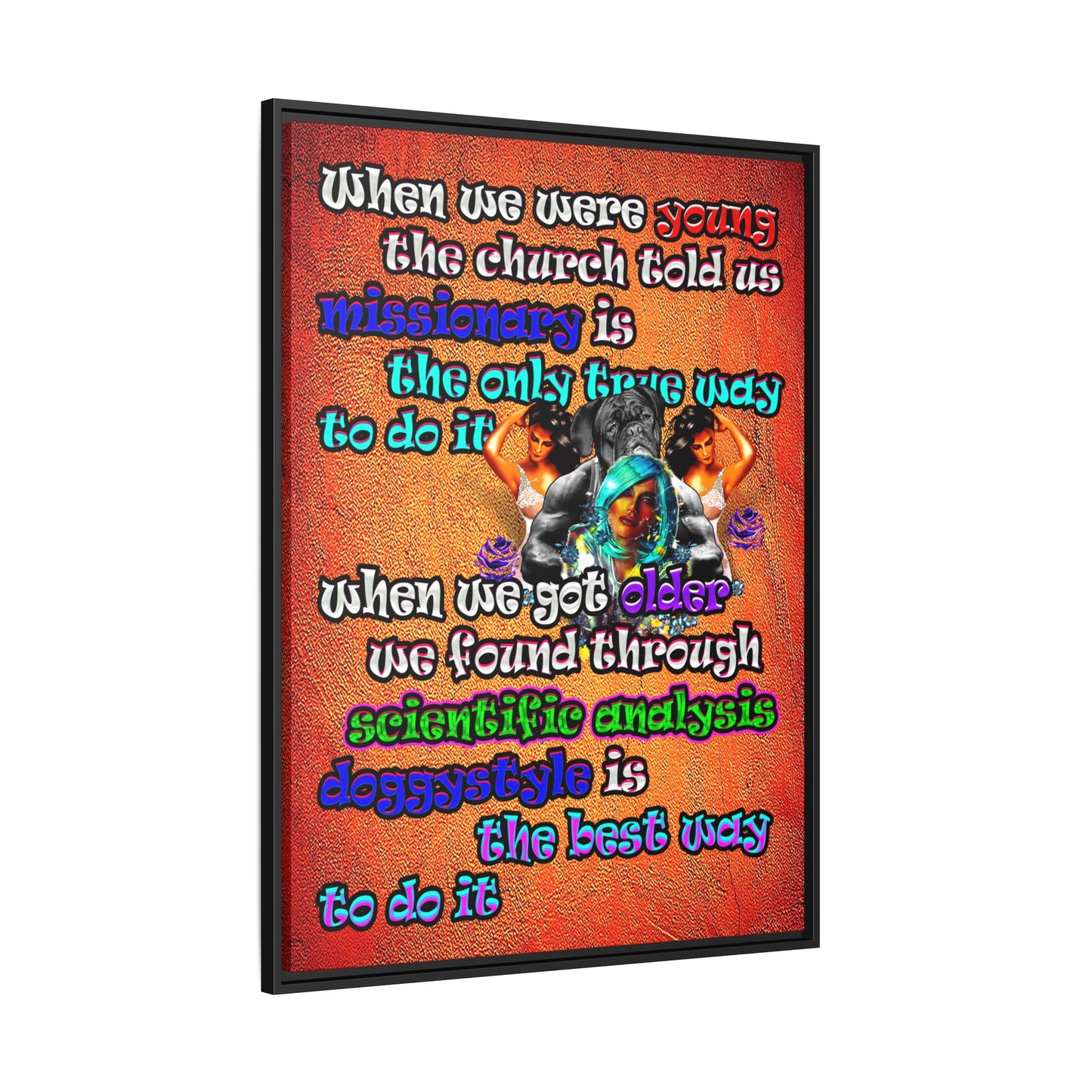 doggystyle - framed canvas art (burnt orange)