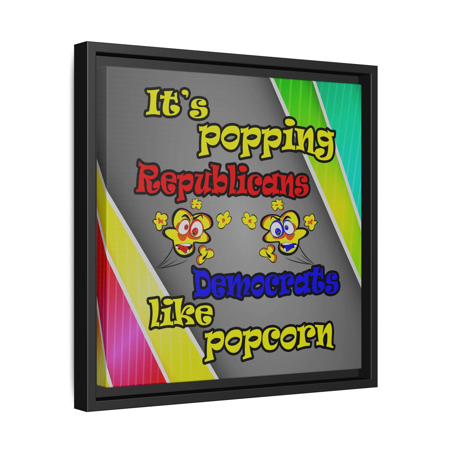 popping like popcorn - framed canvas art (rainbow split)