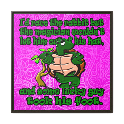 turtle race - framed canvas art (pink swirl)