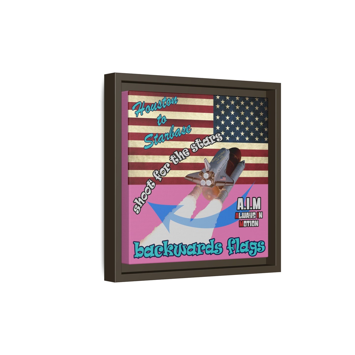 shoot for the stars - framed canvas art (light pink)
