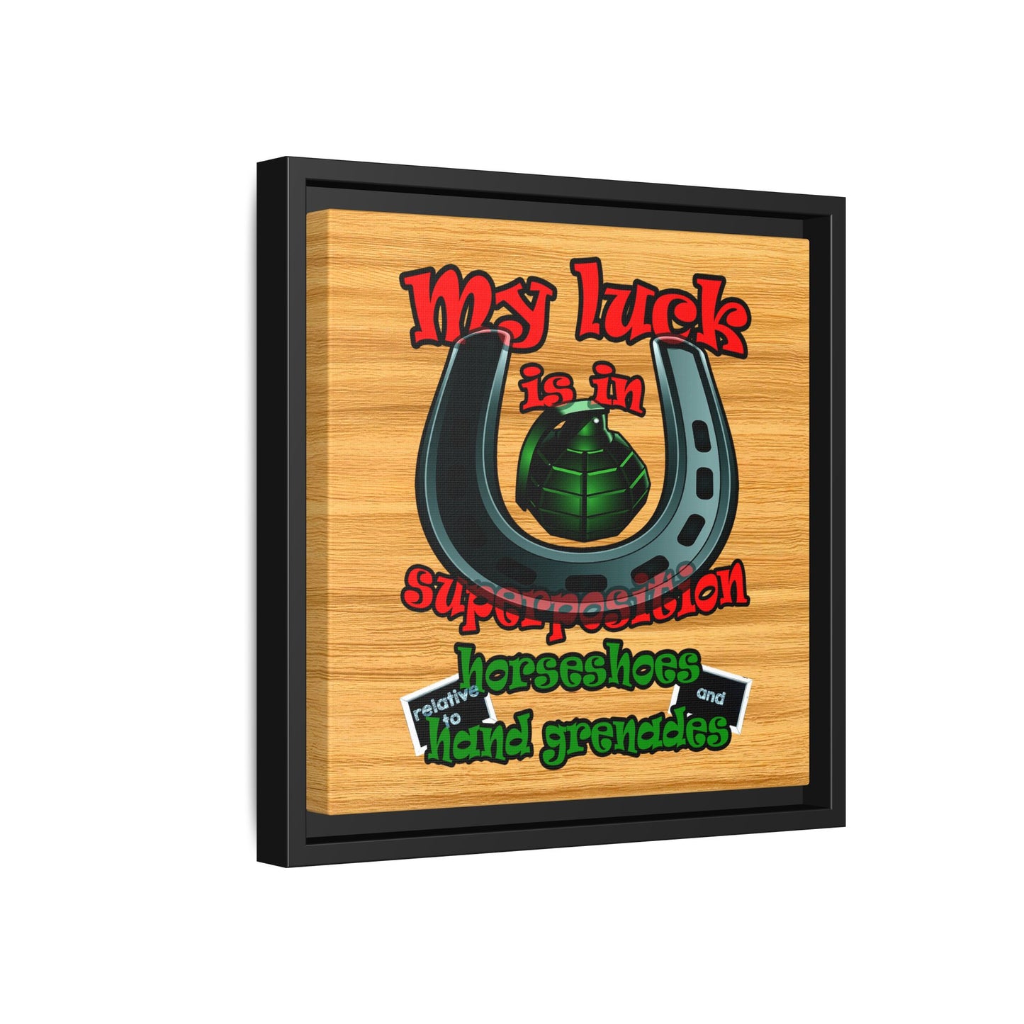 my luck - framed canvas art (butterscotch wood finish)