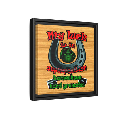 my luck - framed canvas art (butterscotch wood finish)