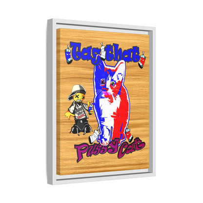 tag that - framed canvas art (butterscotch wood finish)