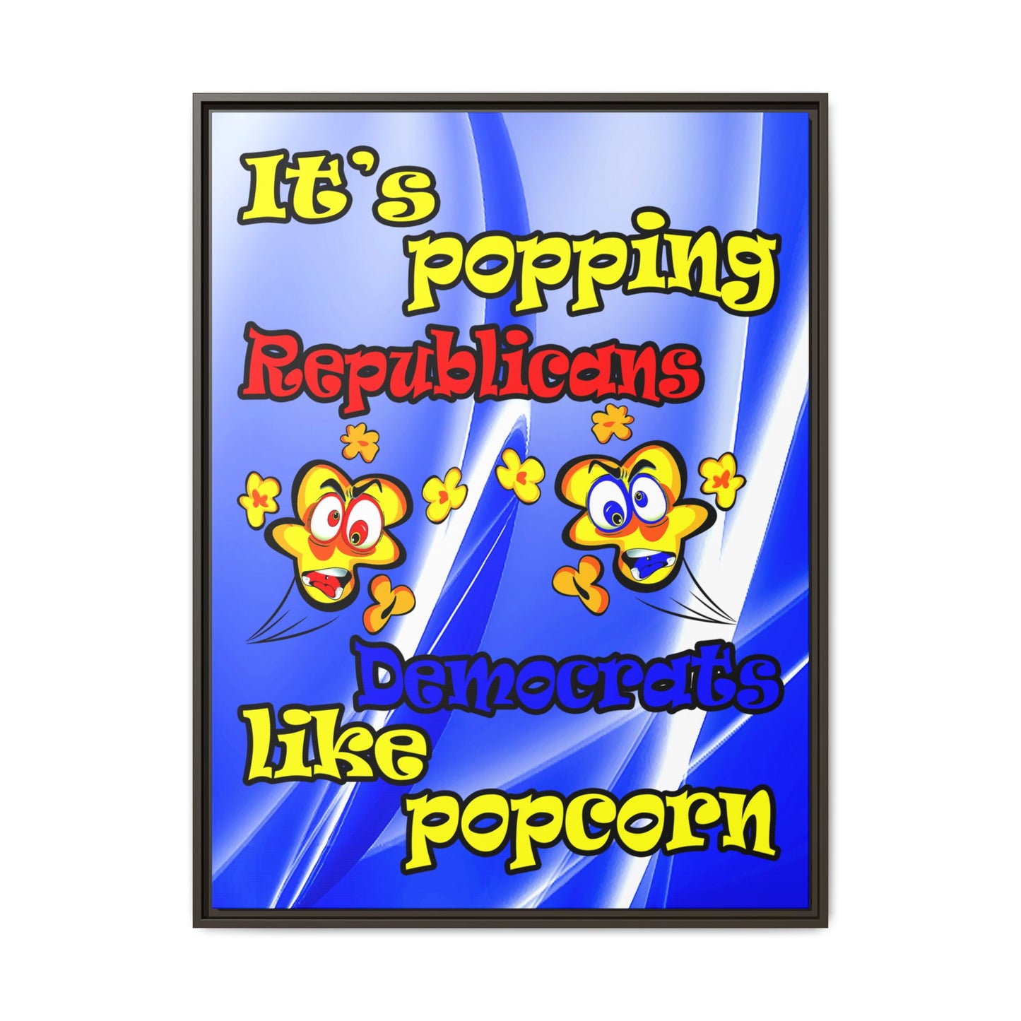 popping like popcorn - framed canvas art (blue-white wave)