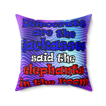 donkeys and elephants - Faux Suede Square Pillow - (purple wave)