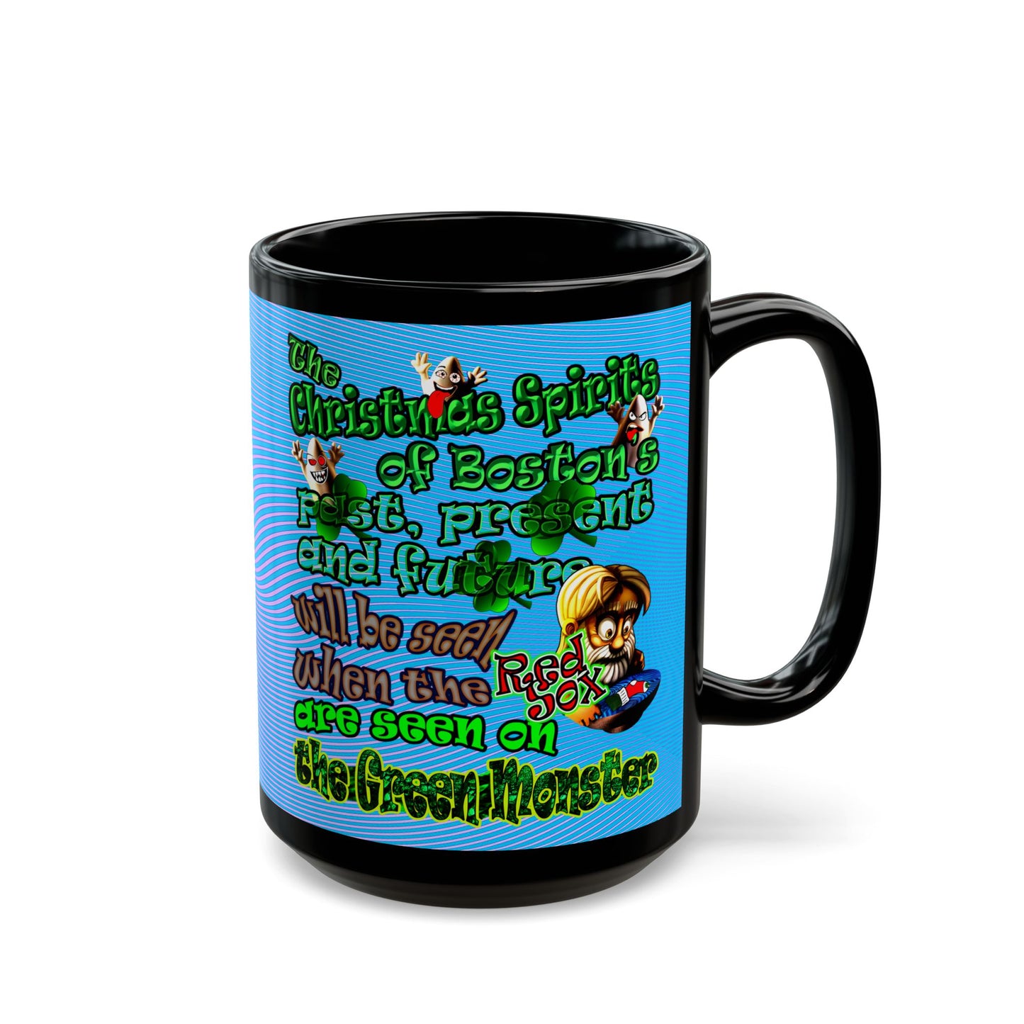 christmas spirits of boston - Black Mug (light blue-purple wave)