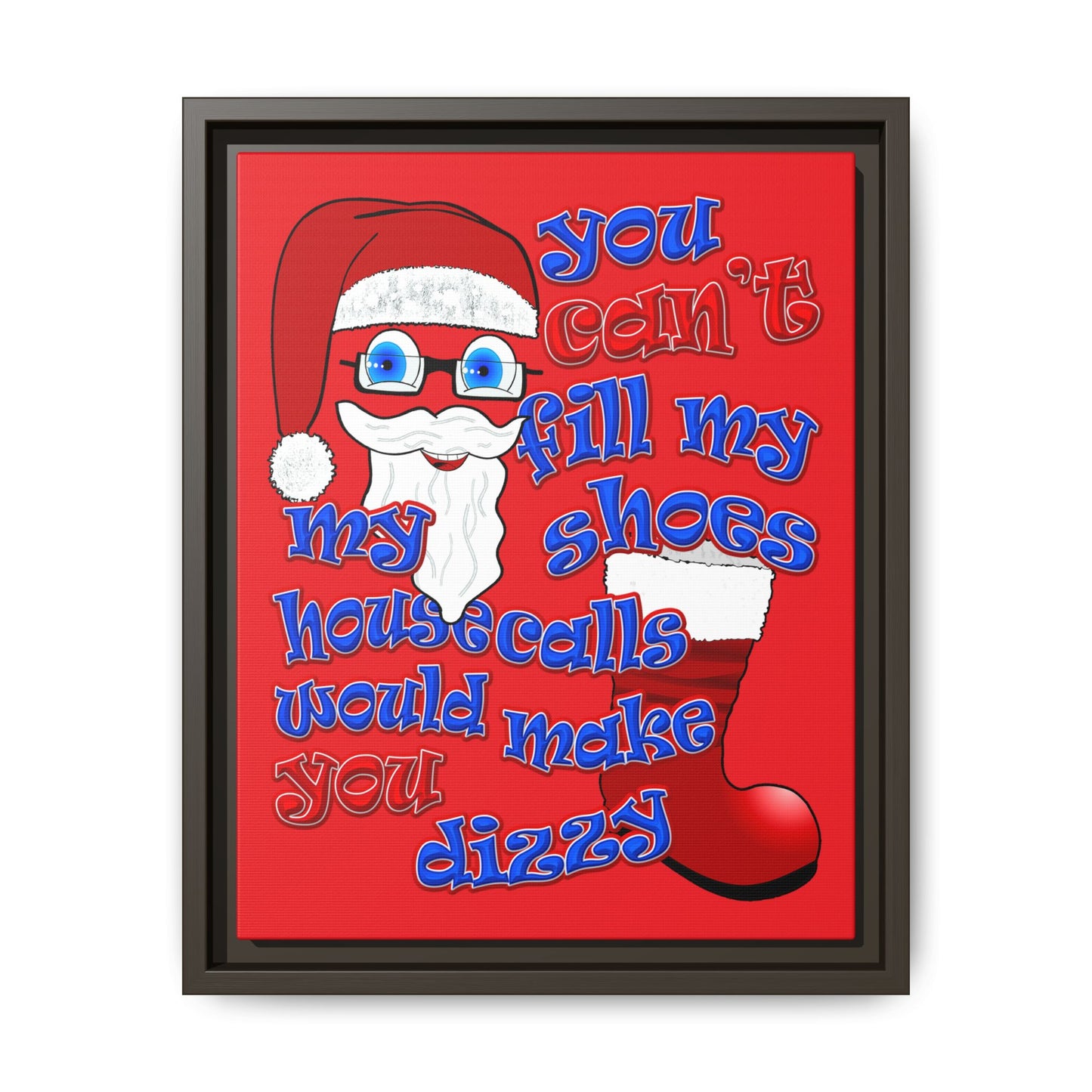 santa's shoes - framed canvas art (red)