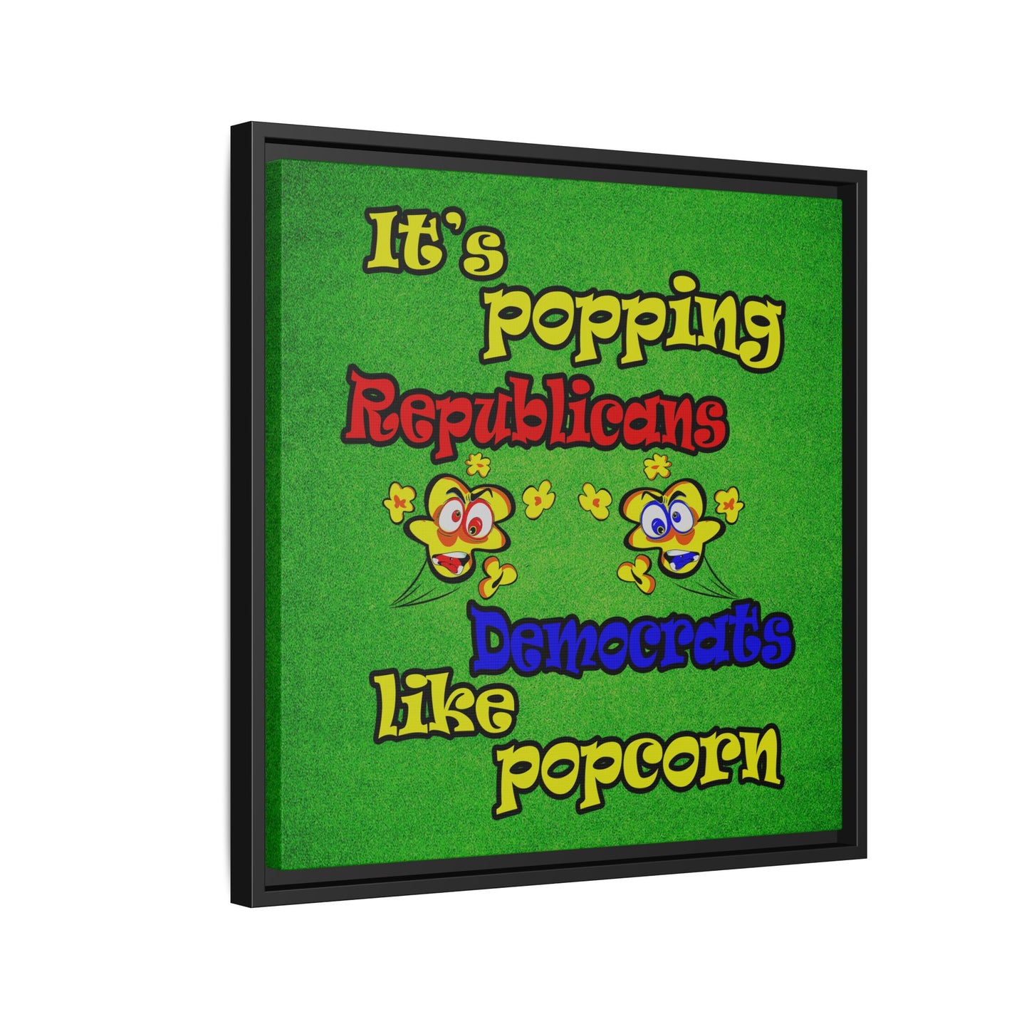 popping like popcorn - framed canvas art (green turf)