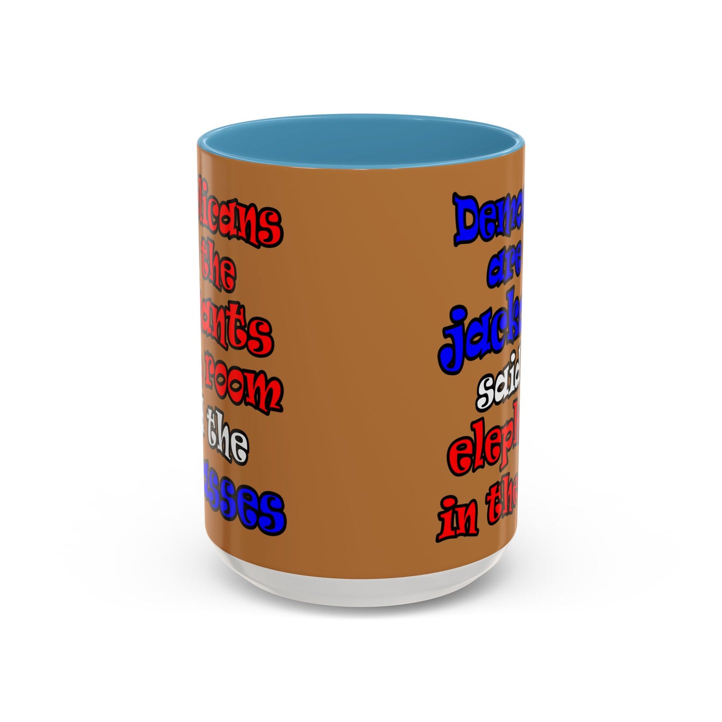 donkeys and elephants - Accent Mug (light brown)