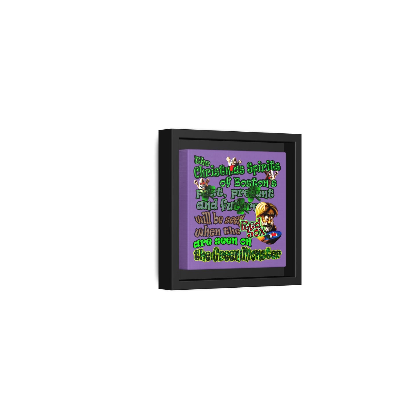 christmas spirits of boston - framed canvas art (light purple)