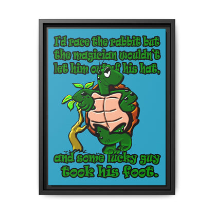 turtle race - framed canvas art (turquoise)
