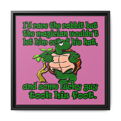 turtle race - framed canvas art (light pink)