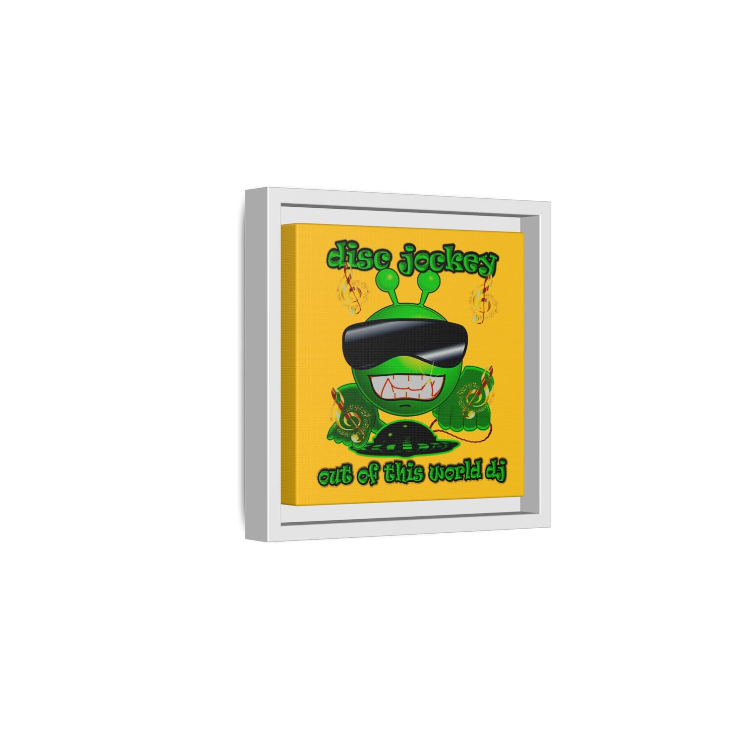 disc jockey - framed canvas art (yellow)