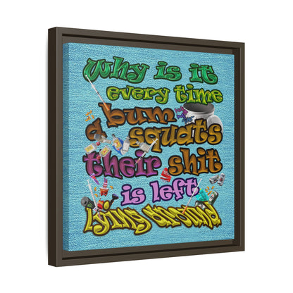 the bum's shit - framed canvas art (faded blue)