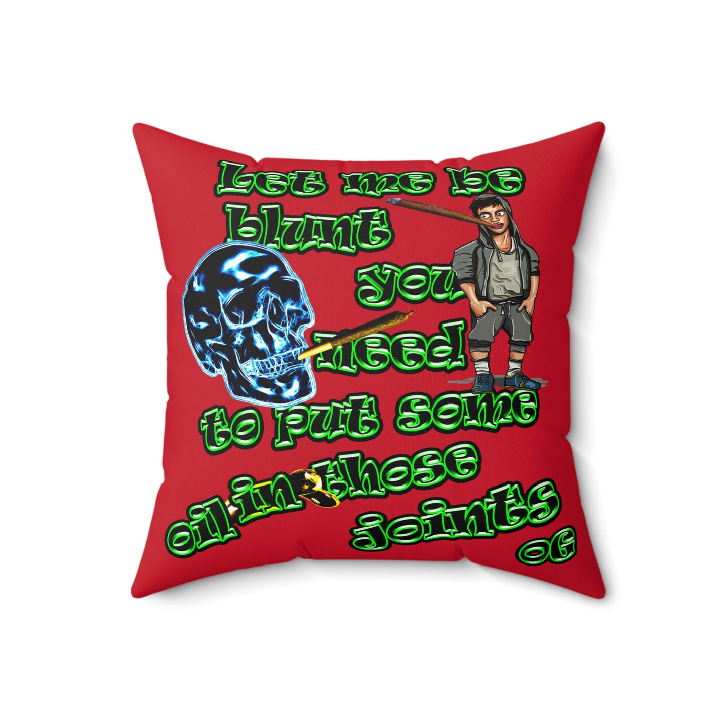 og - Faux Suede Square Pillow - (dark red)