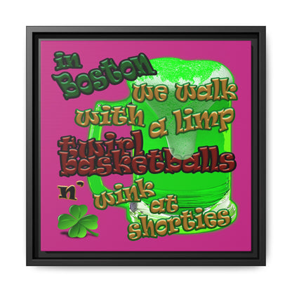 celtics logo - framed canvas art (pink)