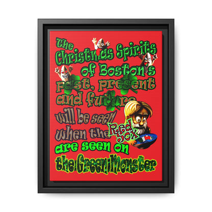 christmas spirits of boston - framed canvas art (red)