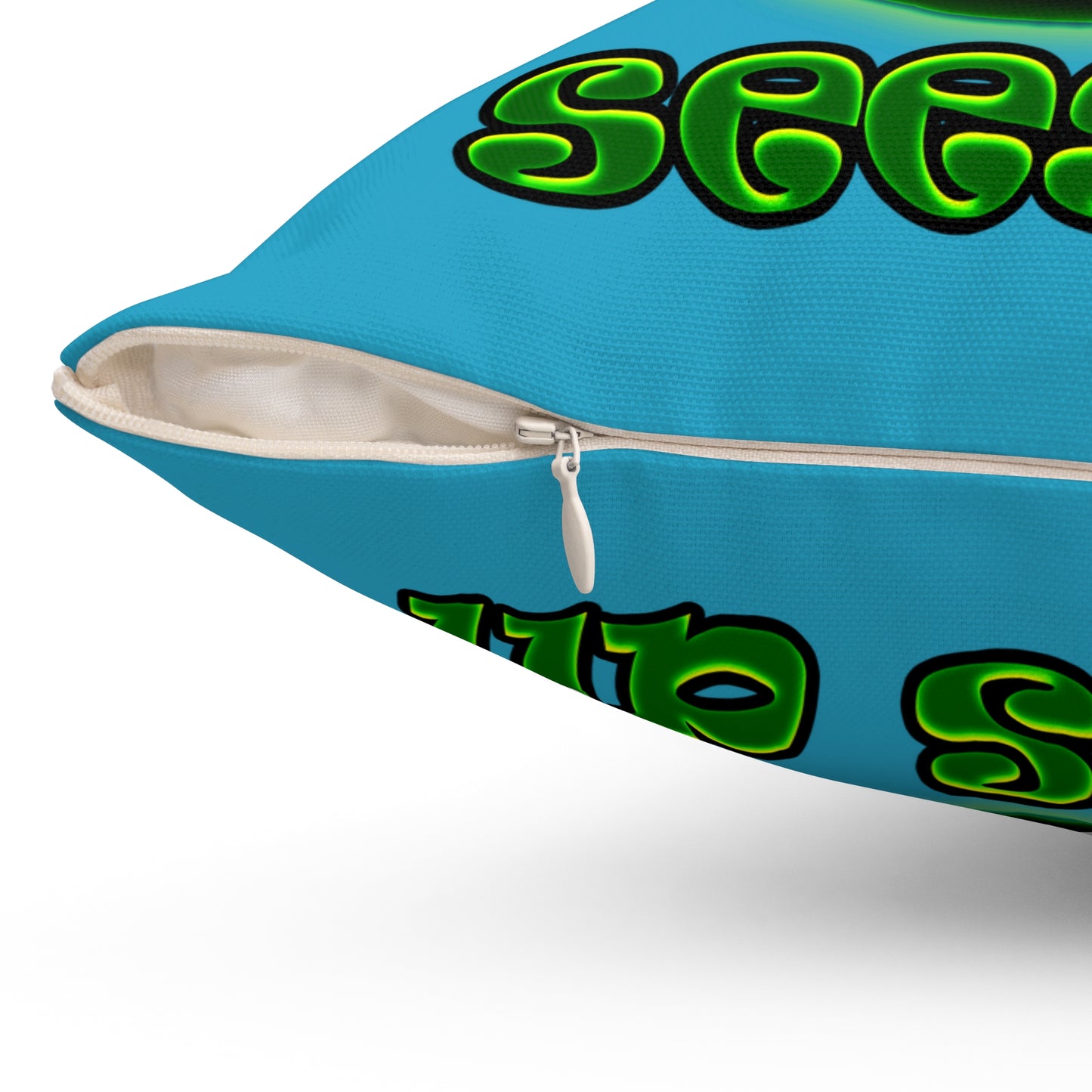 green monster - Spun Polyester Square Pillow - (turquoise)